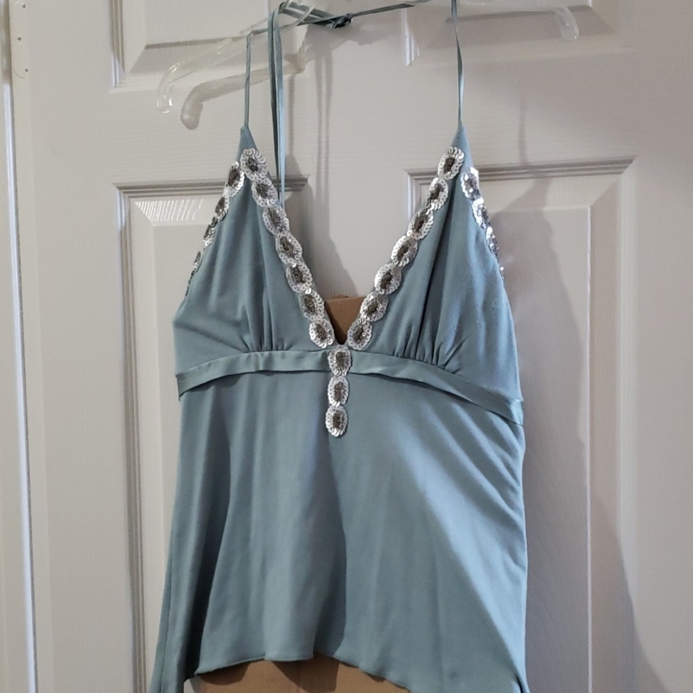 Blue halter tank top